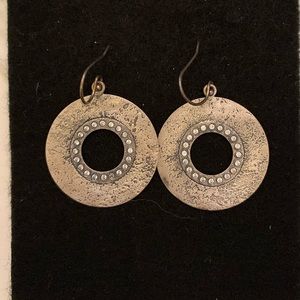 Lucky Brand Silver & Crystal Fish Hook Earring